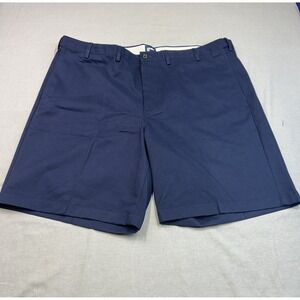 Lands' End Men's Chino Shorts 46T Tall Navy Blue Flat‎ Front Preppy Vacation